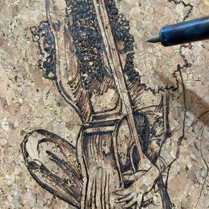 Ladies cork backpack with gold flakes purse custom designed